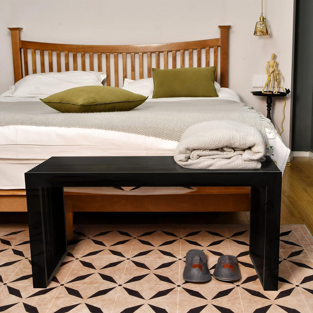 APRTAT Bamboo Dining Bench 35 Inch Indoor Wooden Shoe Benches for Entryway | ...