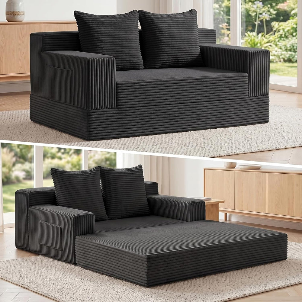 Loveseat Small Couch Bed, Futon Sleeper Sofa Bed,Convertible Pull Out Couch w...