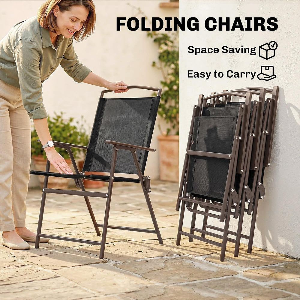Outsunny 6 Piece Outdoor Patio Dining Set for 4 with Umbrella Black/Coffee