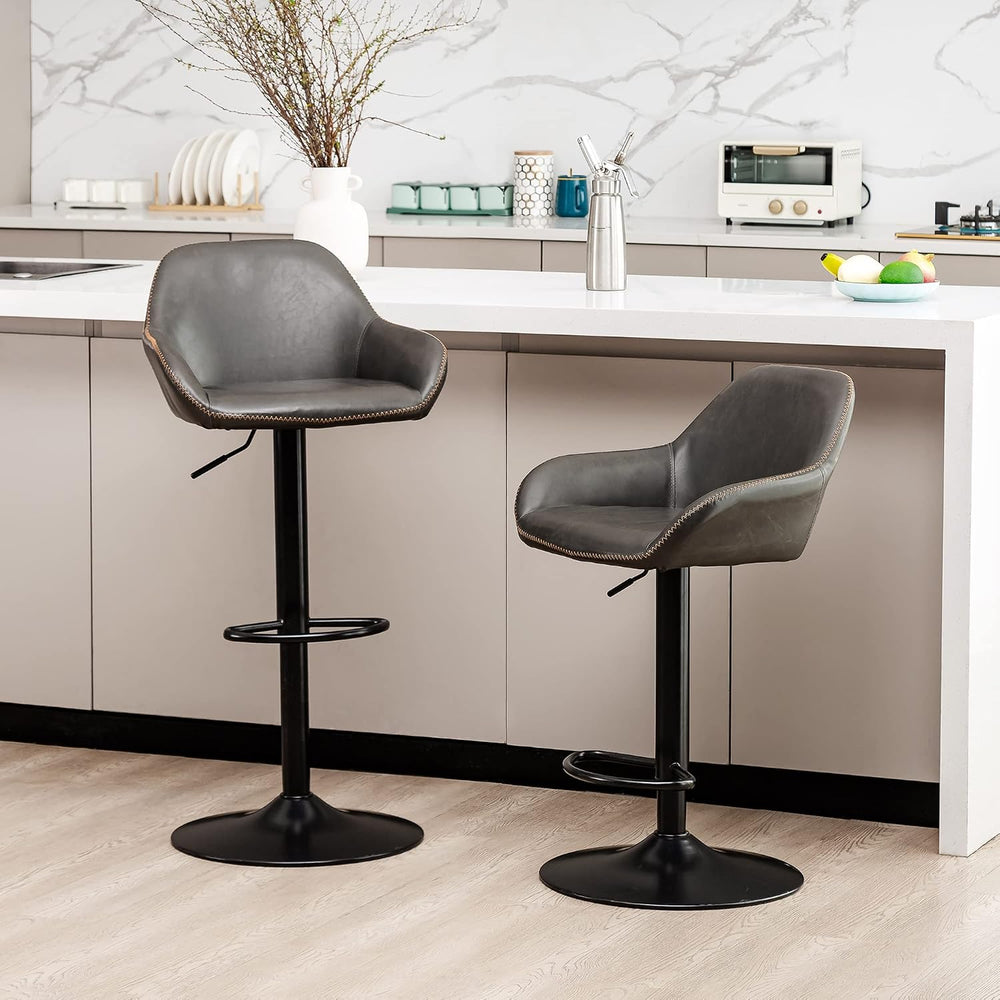 Glitzhome Bar Table and Chairs Set, Round Black Steel Pub Table with Soild El...