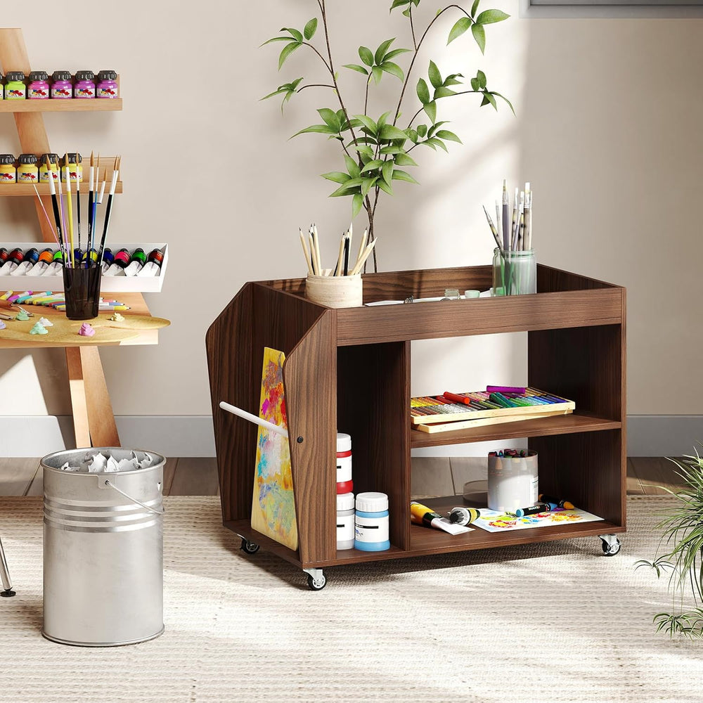 Giantex Rolling End Table with Storage, 3-Tier Side Table with Magazine Rack ...