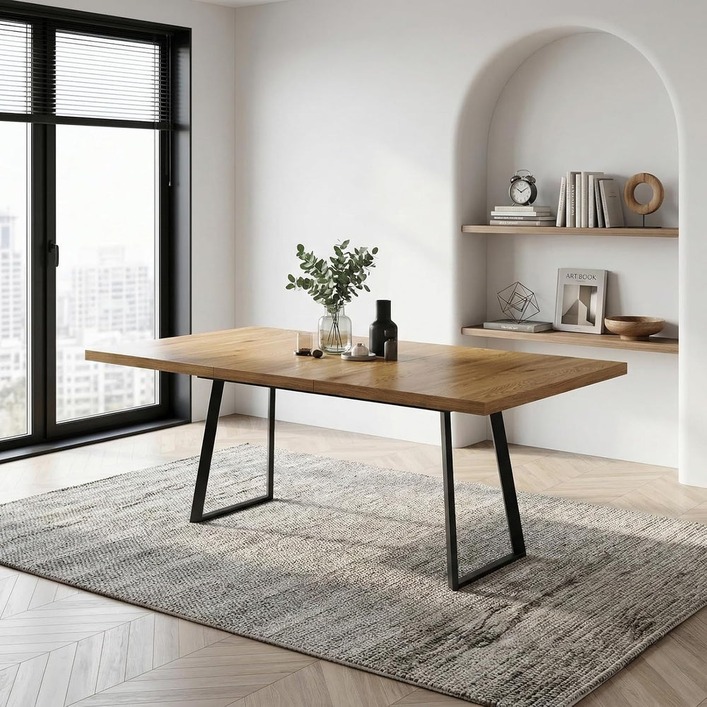 Modern Extendable Dining Table with 15.35" Butterfly Leaf, 47" to 6...