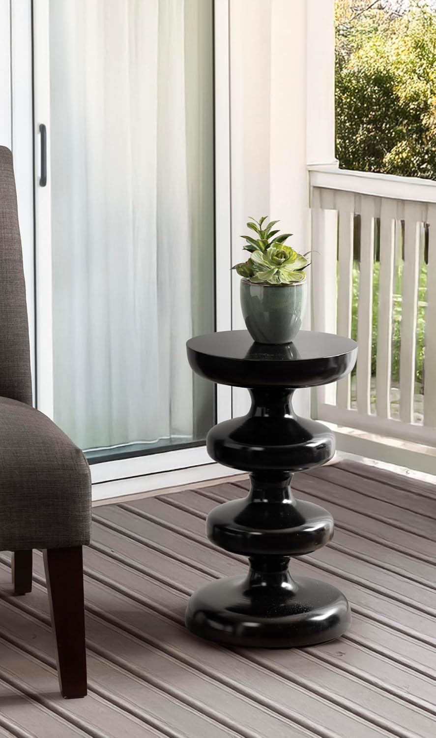 Kate and Laurel Fondi Modern Metal Round Side Table, 12 x 12 x 21, Black, Dor...