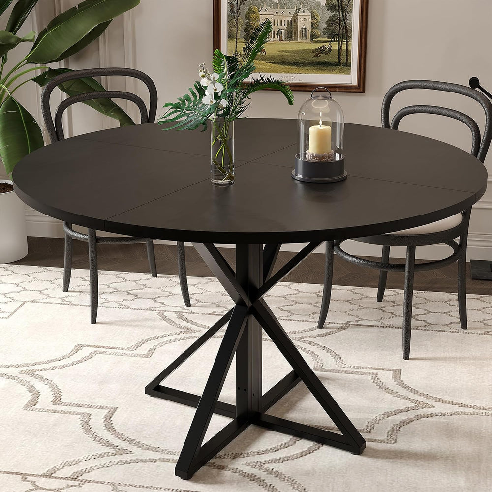 GarveeHome 47 Inch Round Dining Table for 4, Circle Kitchen Table with Pedest...