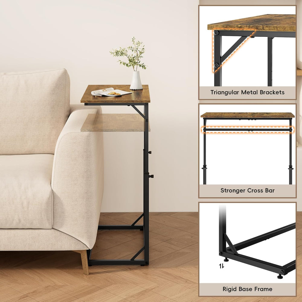 Vagusicc C Shaped End Table, Tall Side Table for Couch, C-Table End Table Adj...