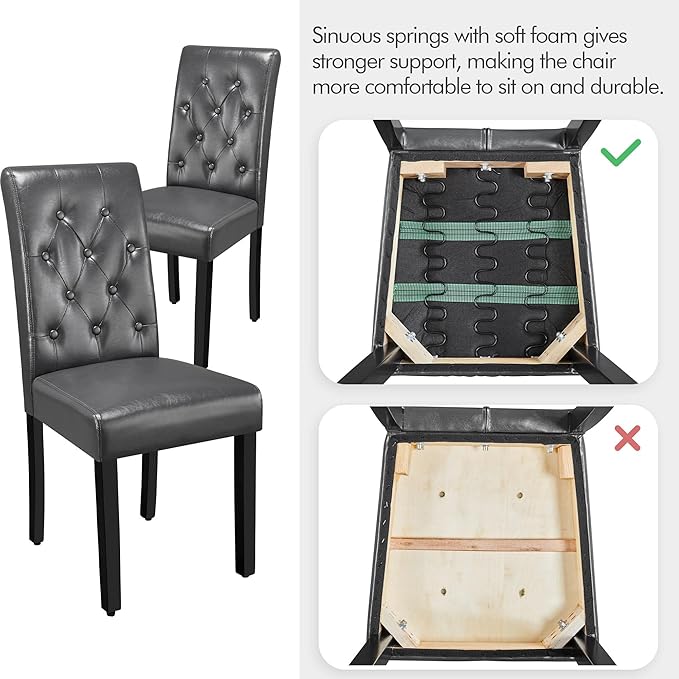 Yaheetech Upholstered Dining Chairs Set of 2 Modern Leather Parsons Kitchen C...
