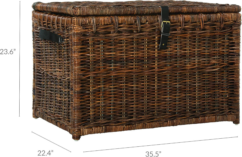 happimess Michael Wicker Storage Trunk Collapsible Chest 35.5", Brown | ...
