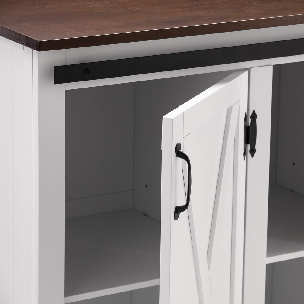SEI Furniture - Leshire Barn-Door Kitchen Island - Transitional Design, Brown...