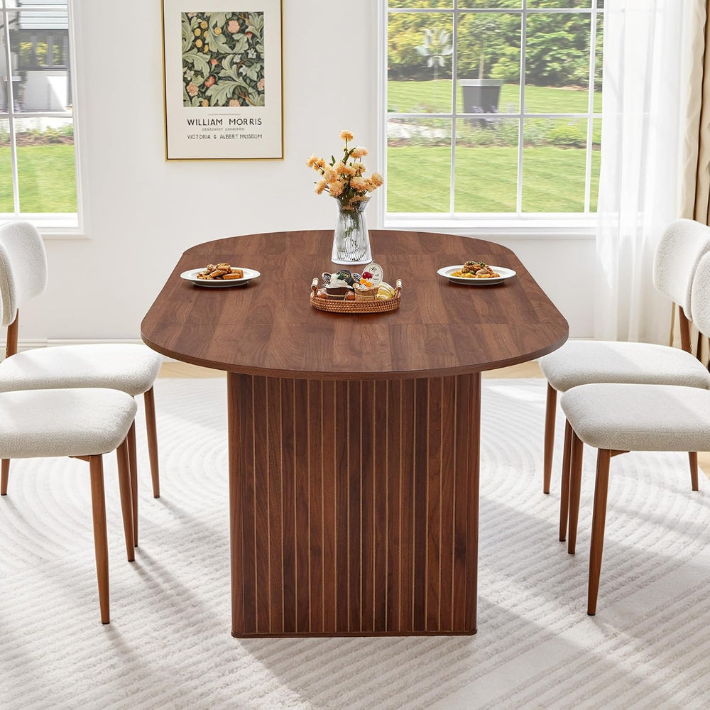 weselon 78.7" Oval Dining Table for 6-8 People, Large Kitchen Dining Tab...