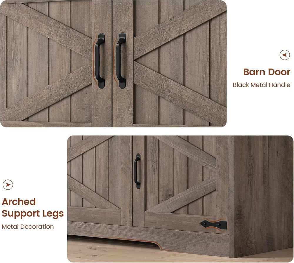UPOSOJA 60“ Farmhouse Shoe Storage Bench with Deodorizing, Entryway Storage B...