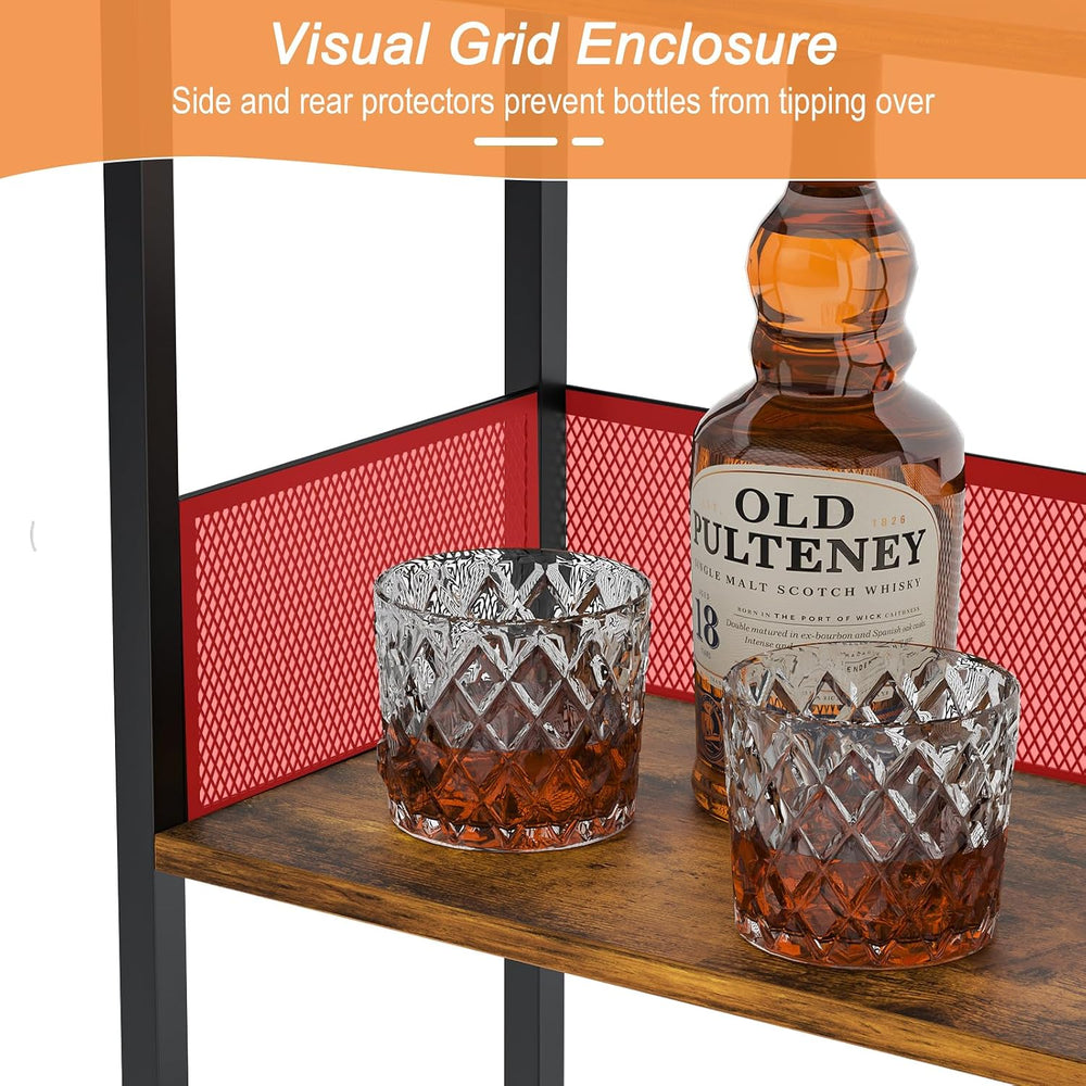 Eyteenokk Wine Rack Freestanding Floor:4 Tier Whiskey Wine Rack Mini Bar Cart...