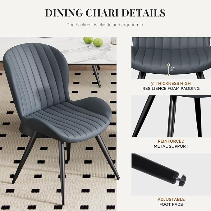 Dining Chairs Set of 6 Modern Fabric Dining Room Chairs Upholstered Dining Ch...