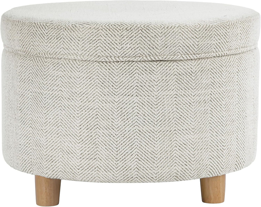 Homepop Home Decor | Upholstered Round Storage Ottoman | Ottoman with Storage...