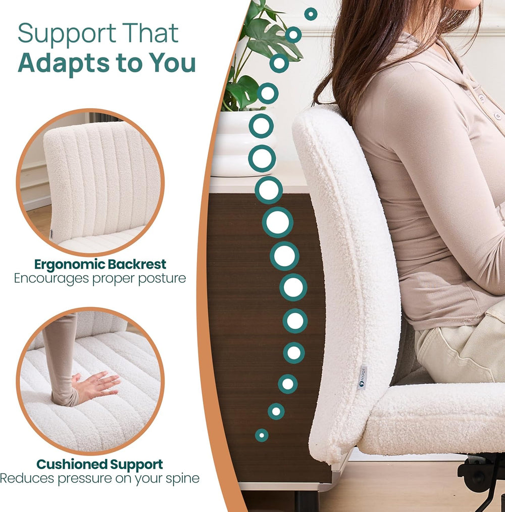 NYPOT Armless Desk Chair with Wheels for Criss Cross Sitting - Cross Legged W...