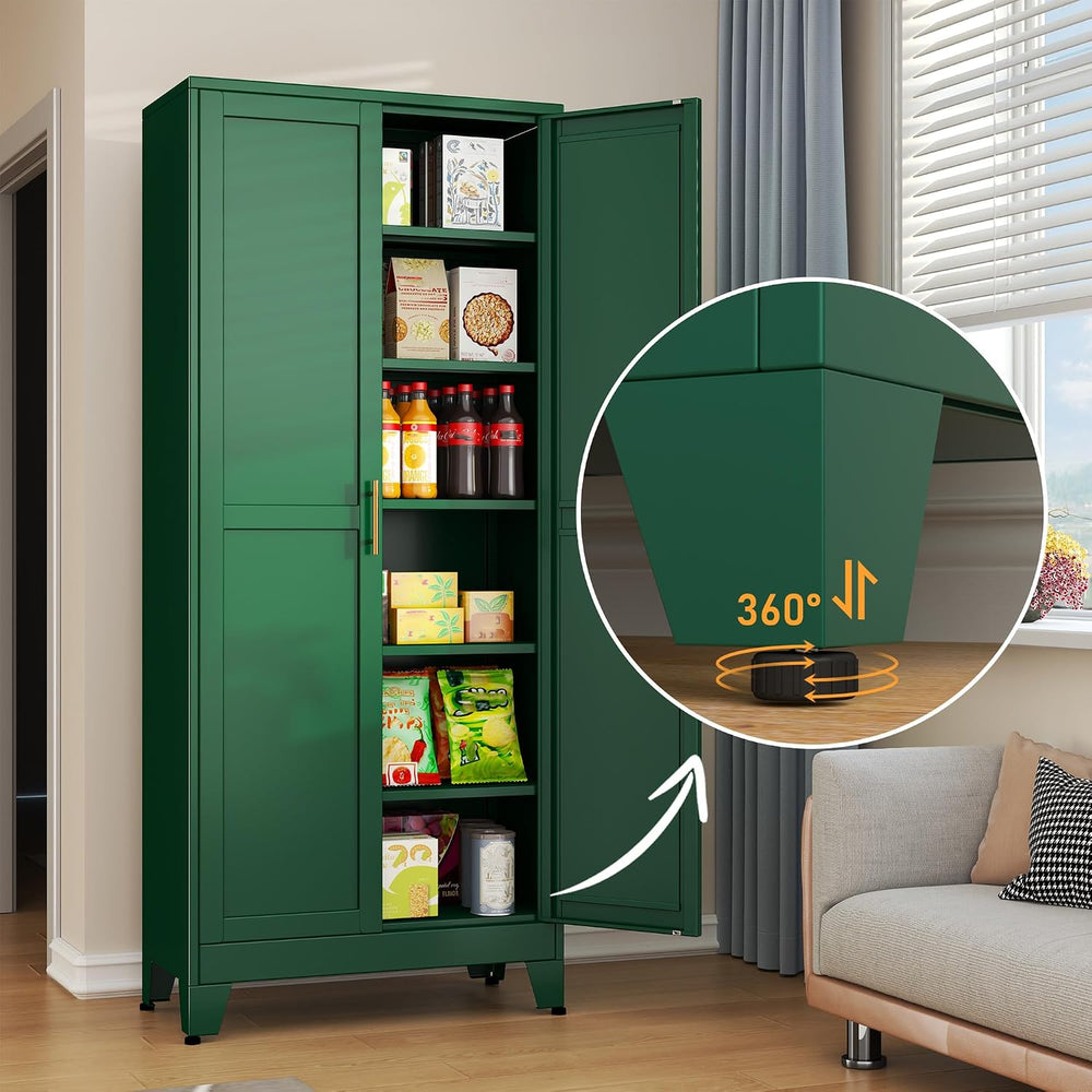 Green Metal Storage Cabinet,75" Steel Cabinets for Home Office | Kitchen...