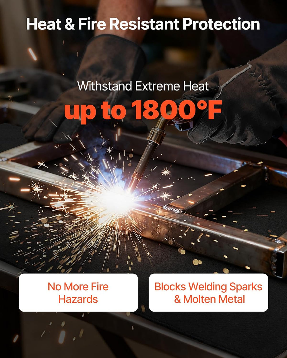 VEVOR Carbon Felt Welding Blankets, 2-Pack 20" x 36" Flame Retardan...