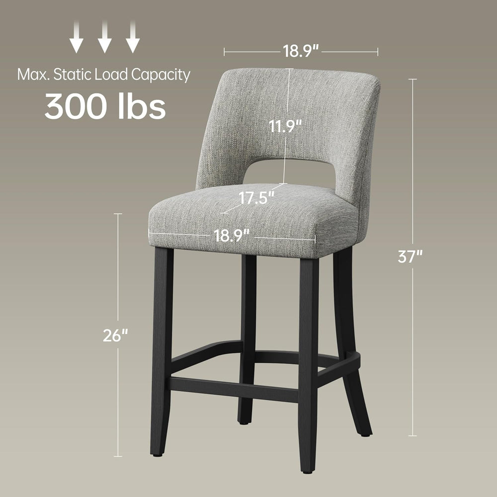 keoni 26'' Counter Height Bar Stools Set of 6 with Black Rubberwood Legs