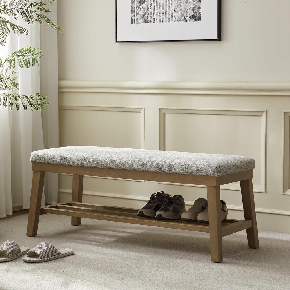 VKNOW Entryway Bench, 44.4" Upholstered Shoe Storage Bench for Entryway ...