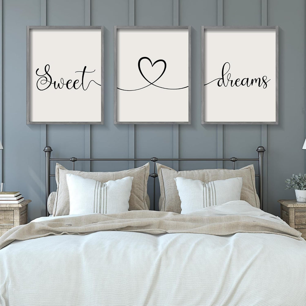 Ronasip Sweet Dreams Wall Decor for Bedroom Set of 3 Framed Wall Art for Farm...