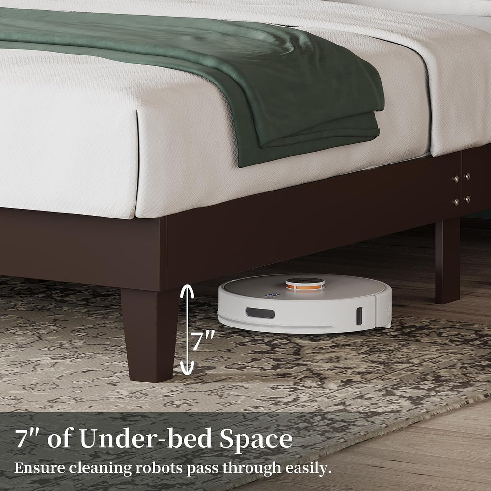 Yaheetech Queen Size Platform Wood Bed Frame, Farmhouse Headboard, Espresso