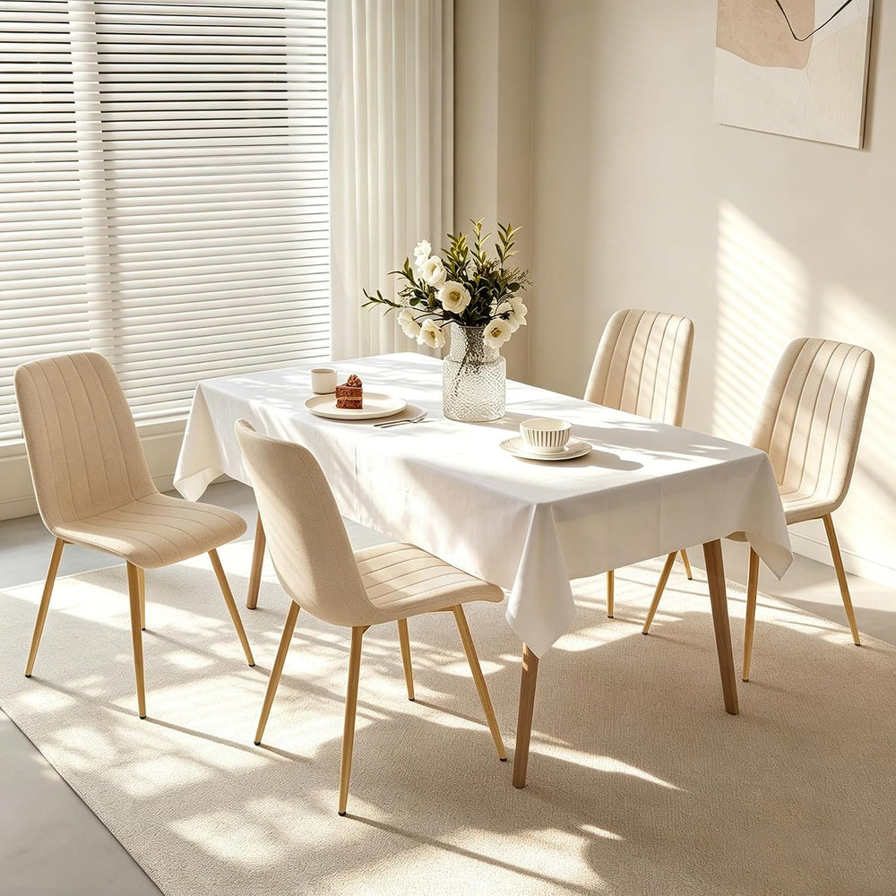 High Back Upholstered Dining Chairs Set of 4, Beige