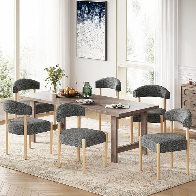 VKNOW Wooden Dining Chairs Set of 4, Modern Upholstered Dining Room Chairs wi...