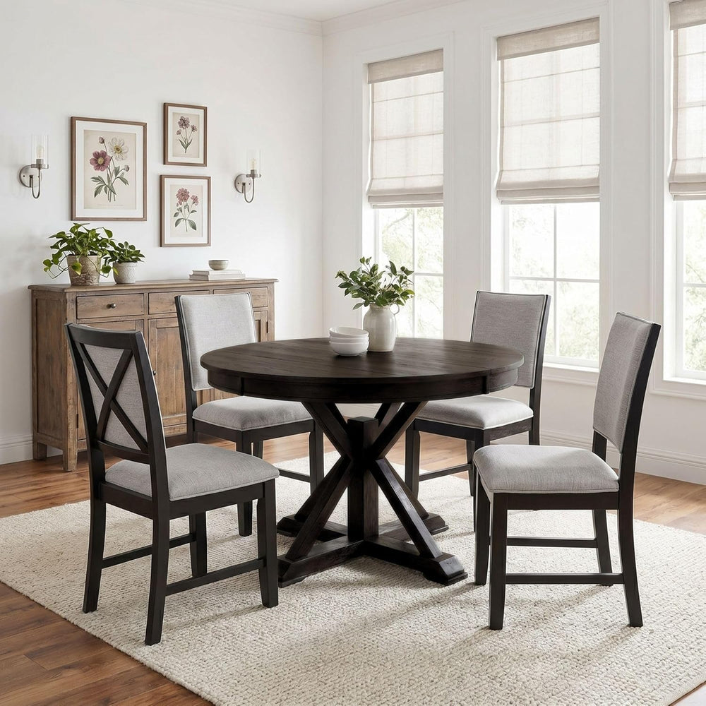 42"-54" Extendable Dining Table for 4-6 People Farmhouse Round/Oval...