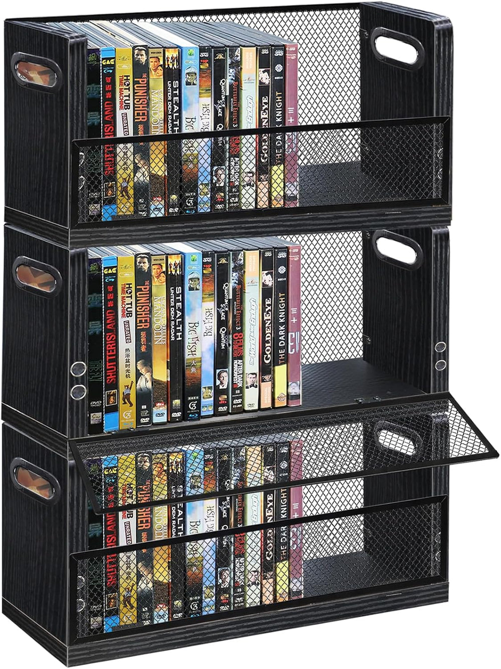 PUTNATRURE DVD CD Storage Rack 3 Pack, Holds 84 DVDs Total, Stackable DVD Tow...