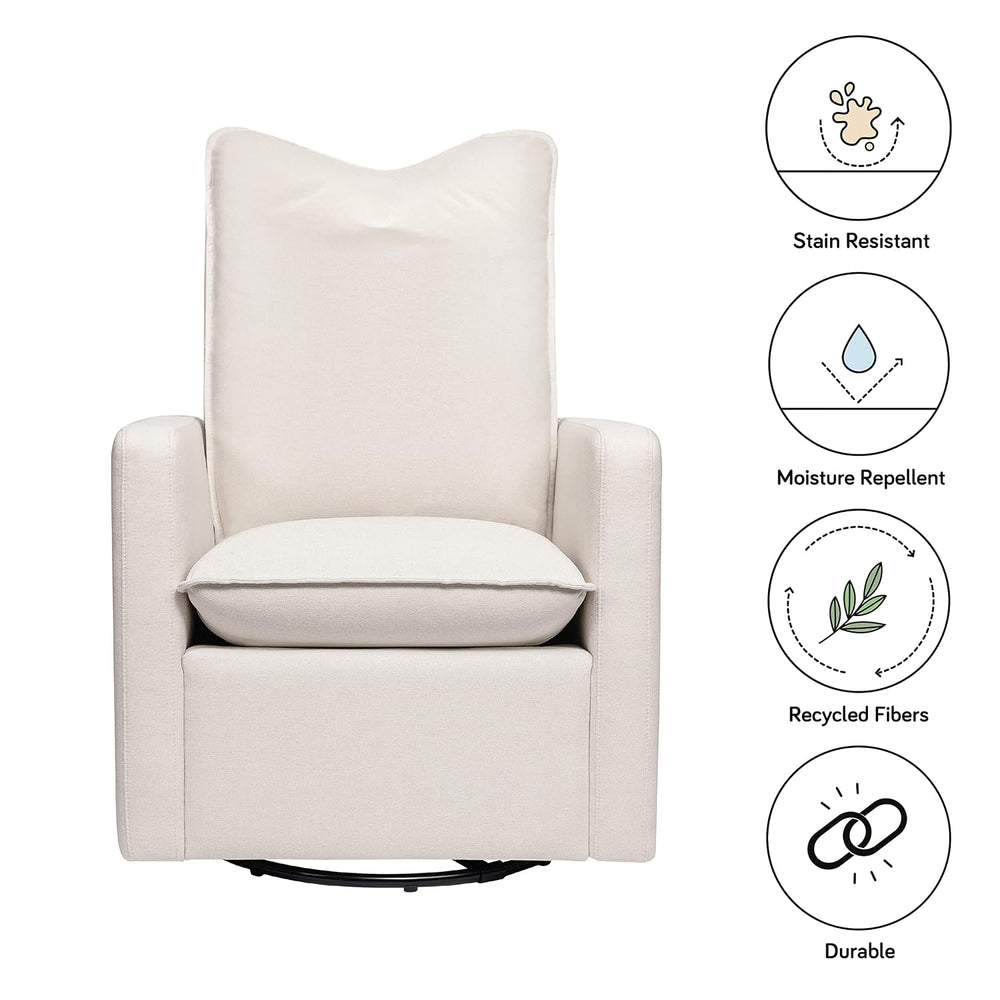 Babyletto Cali Pillowback Swivel Glider in Performance Plastic Cream Eco-Weav...