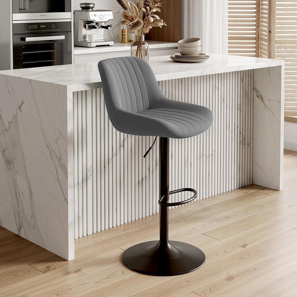 Swivel Bar Stools, Adjustable Bar Stools with Back, Dark Gray