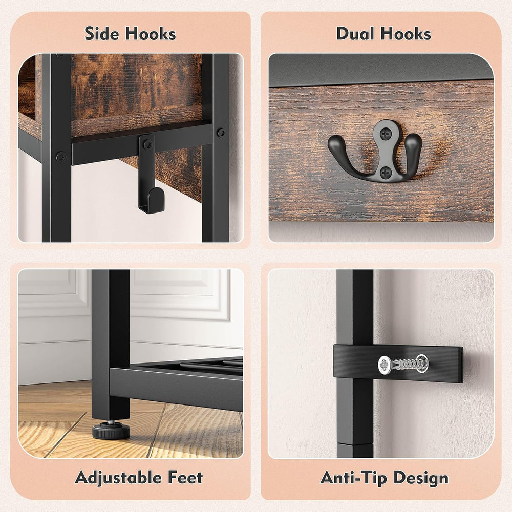 Raybee Hall Tree with Bench and Shoe Storage, 31.5” Entryway Cabinet
