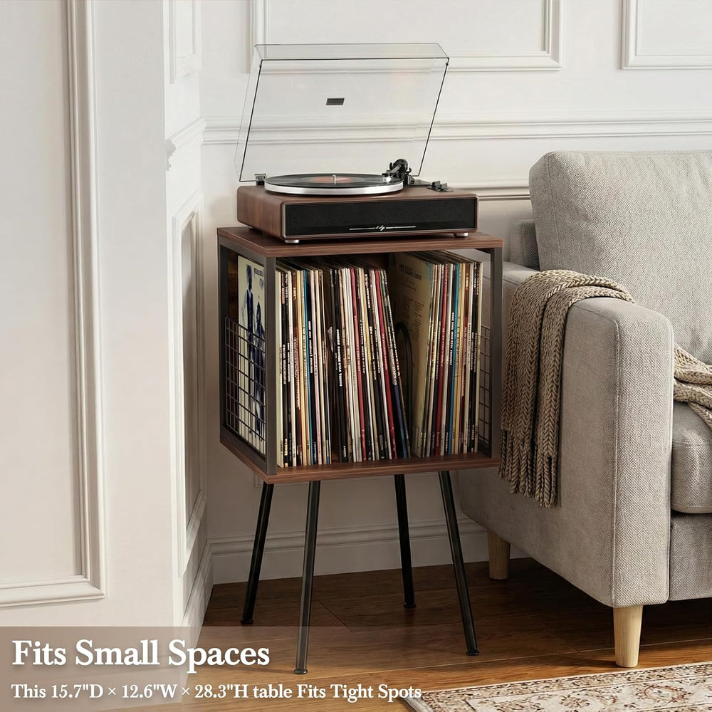 Faesun Record Player Stand with Storage Holds 100+ Vinyl Records, Industrial ...