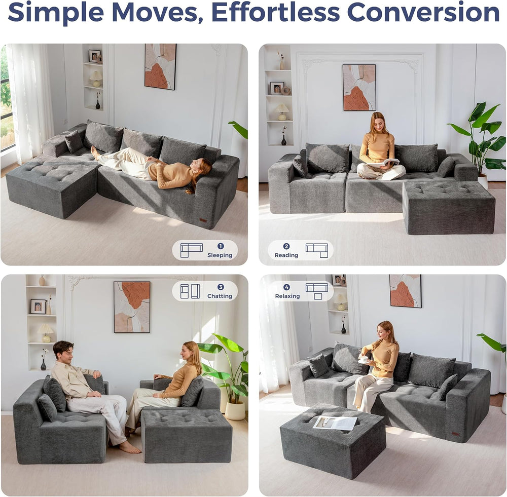 MAXYOYO Modular Sectional Sofa Couch, L Shaped Cloud Couch with Flexible Otto...