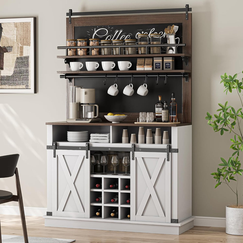 IDEALHOUSE Coffee Bar Cabinet, Farmhouse Buffet Cabinet with Storage, 75"...