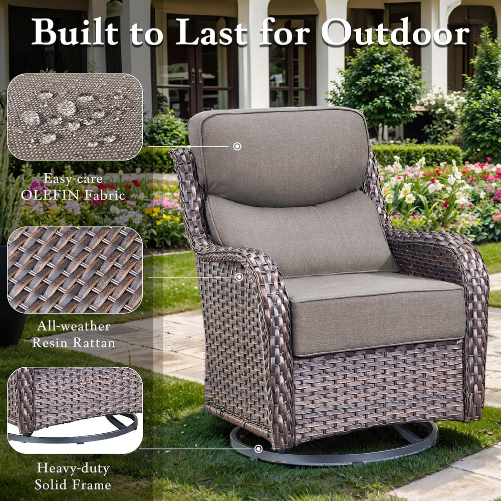 10 PCS Outdoor Furniture Set, Wicker Patio Conversation Set, Brown/Grey