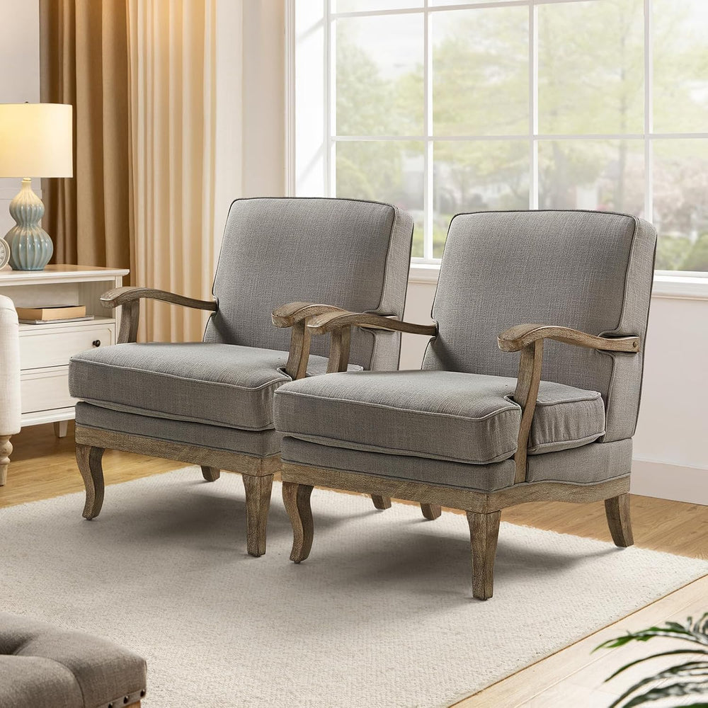 HULALA HOME Mid-Century Modern Accent Chairs Set of 2, Upholstered Lounge Arm...