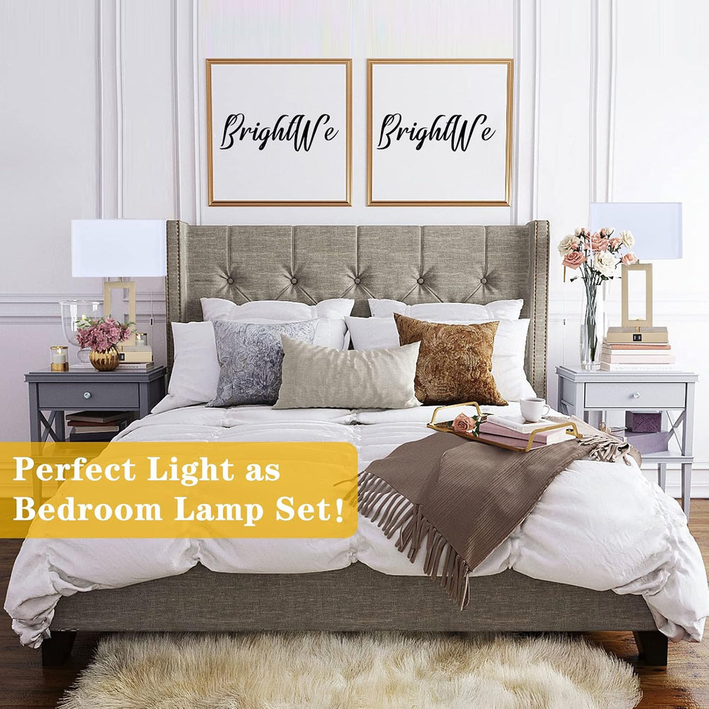 BrightWe Set of 2 Table Lamps with Dual USB Ports,Touch Control Bedside Lamps...