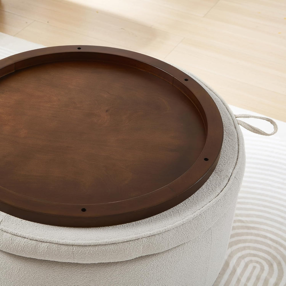 30'' Round Ottoman with Storage, Oversized Ottoman Coffee Table with ...