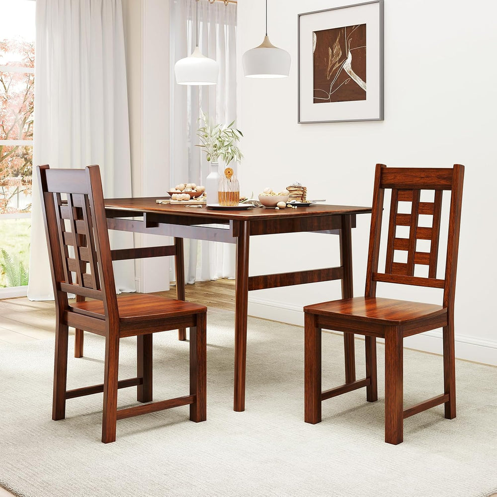 GIANTEX Wooden Dining Chairs Set of 2, Kitchen Chair w/Solid Rubber Wood Fram...