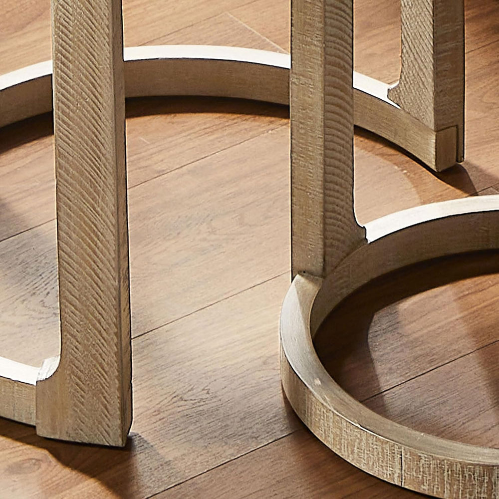 WILLIAMSPACE 24" Round Nesting Coffee Table Set of 2, Solid Wood Coffee ...