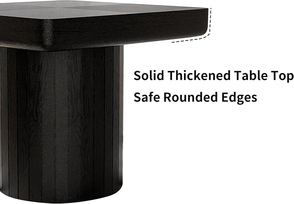 GOWE 23.6'' Modern Solid Wood Veneer End Table, Minimalist Square Sid...