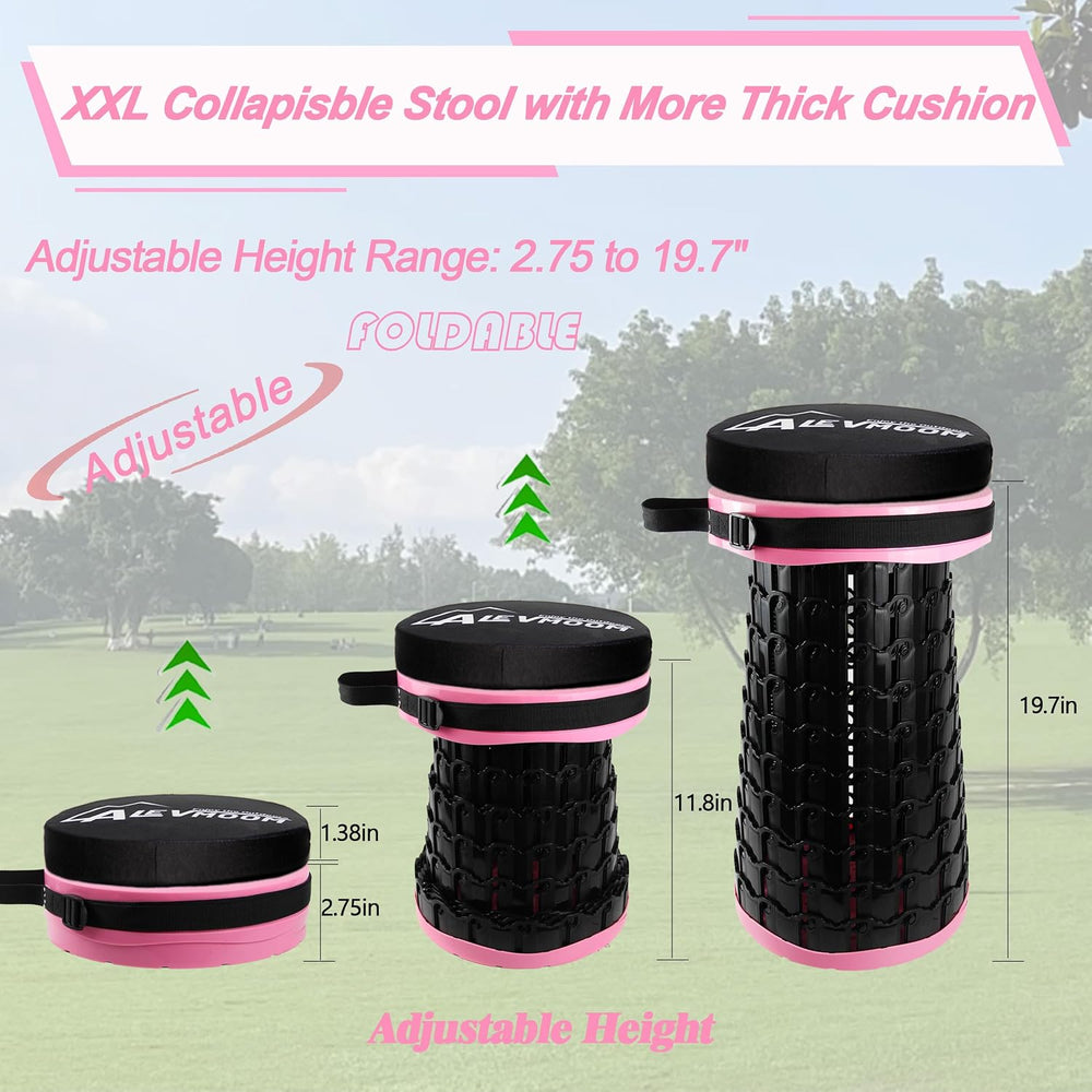 Upgraded XXL Collapsilbe Stool with Cushion,More Sturdy and Height 19.7“,D11....