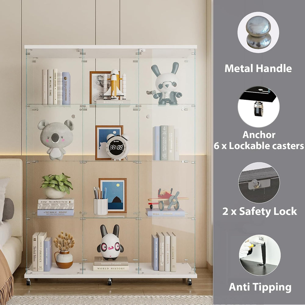 66.5" H 4-Shelf Extra Large Glass Display Cabinet with Double Doors,Mode...