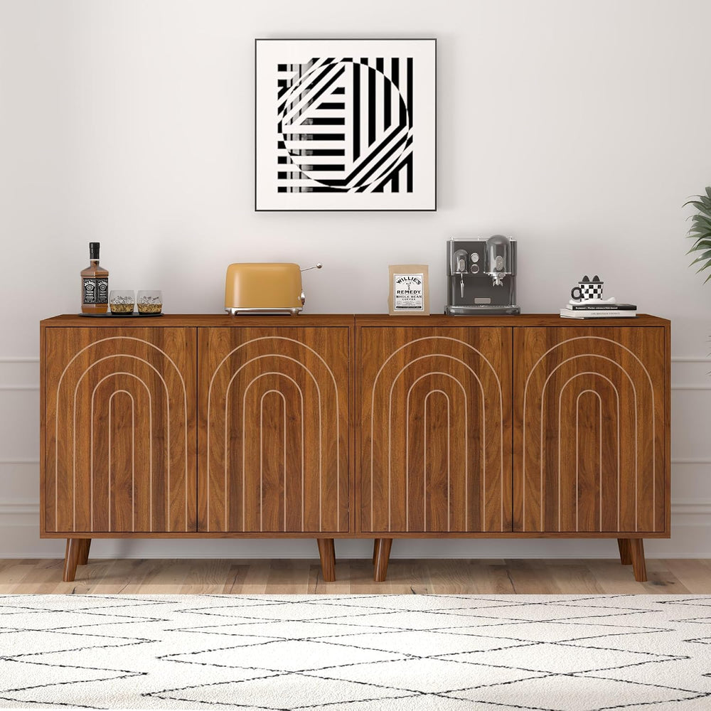 weselon 63" Sideboard Buffet Cabinet Set of 2, Modern Accent Cabinet wit...