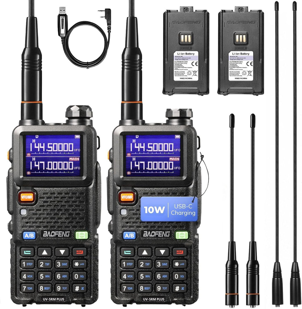 BAOFENG UV-5RM Plus 10W Ham Radio, Dual Band Long Range, 2 Packs