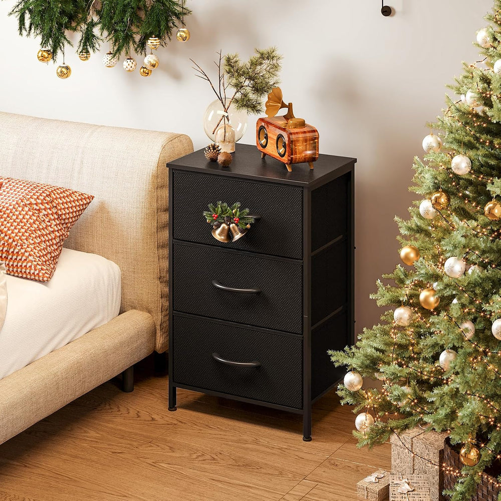 AODK Small Dresser for Bedroom Nightstand with 3 Storage Drawers, Black | Che...