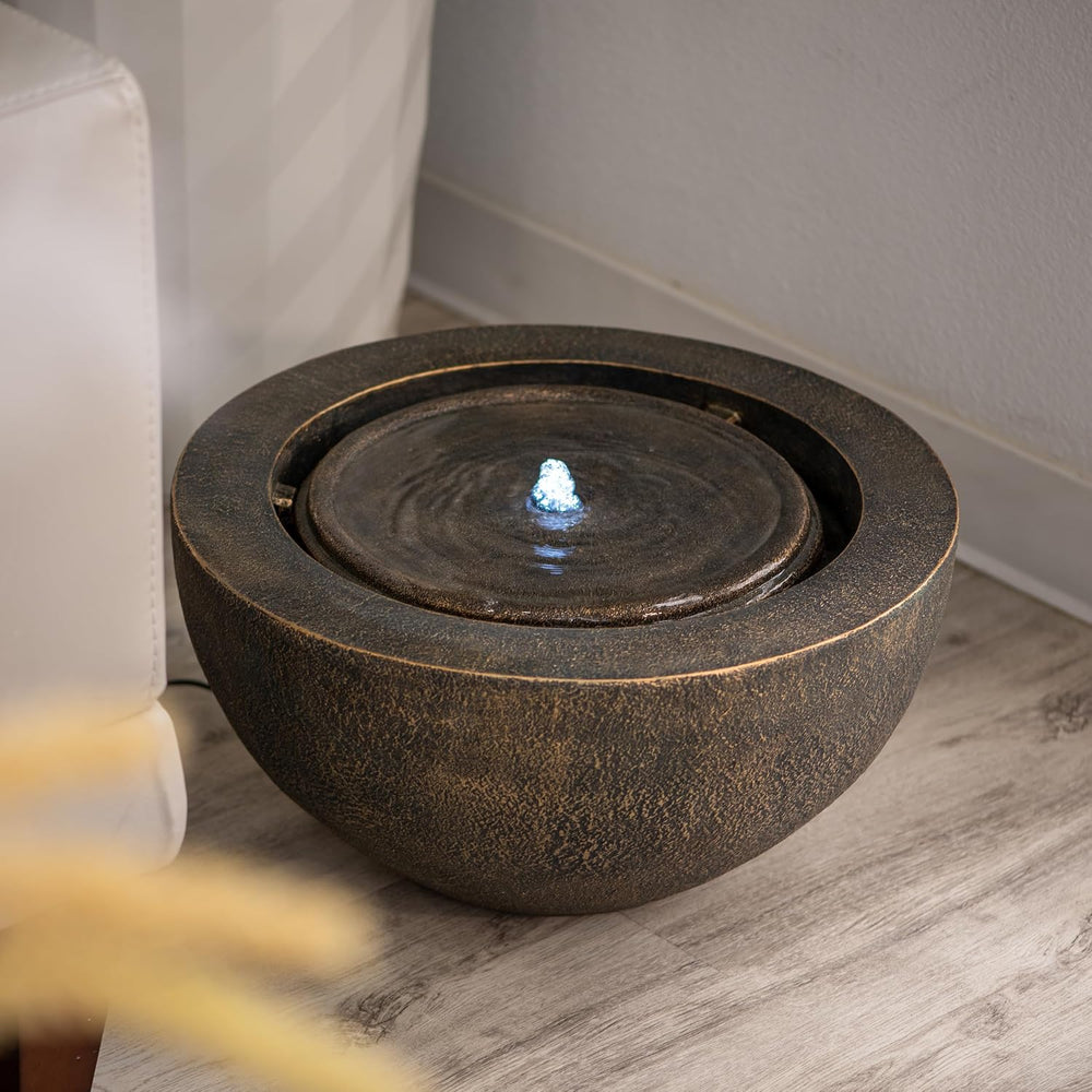 XBrand 20" Round Sphere Water Fountain with LED Light – Indoor Outdoor P...