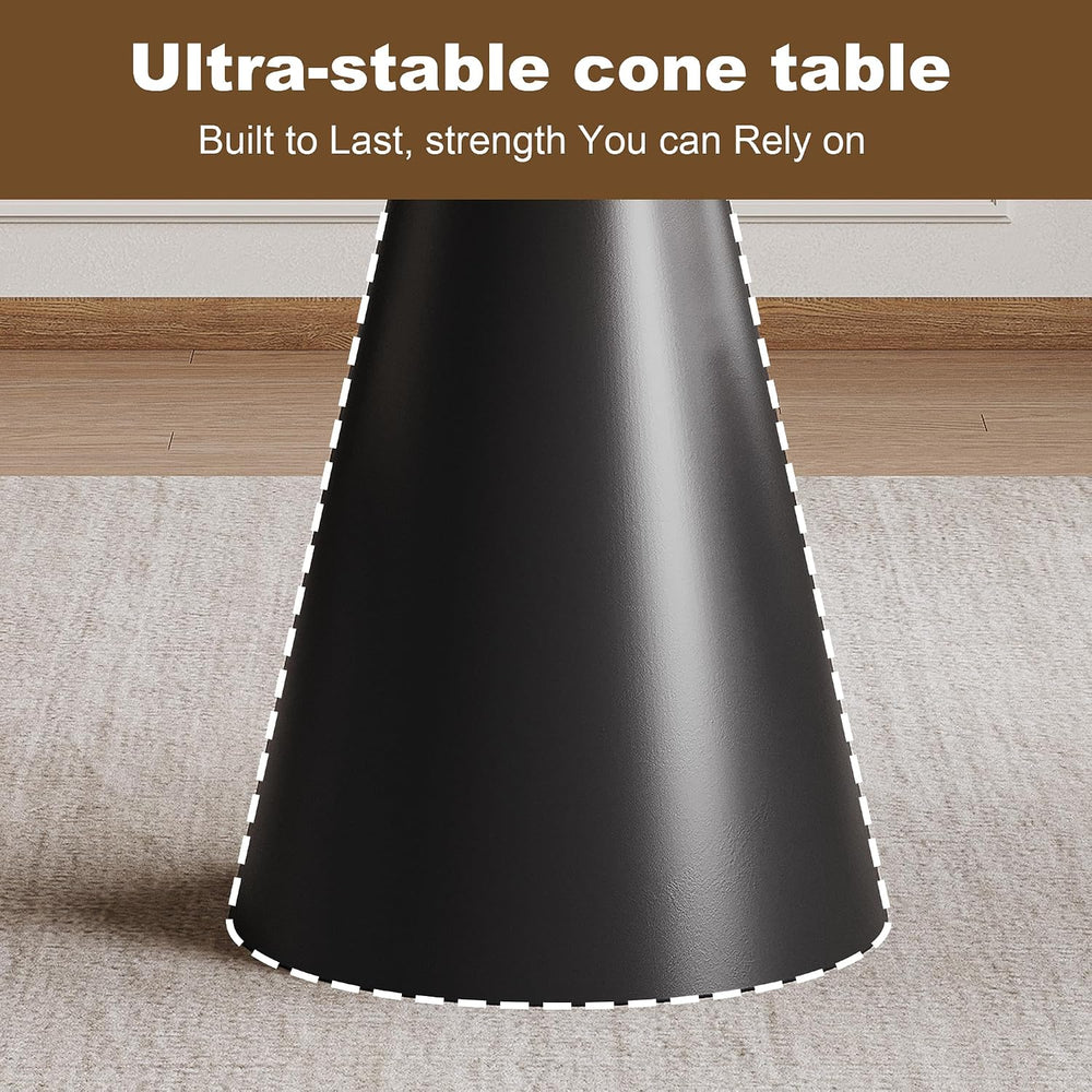 35 Inch Round Glass Dining Table, 8mm Tempered Glass Tabletop with Carbon Ste...