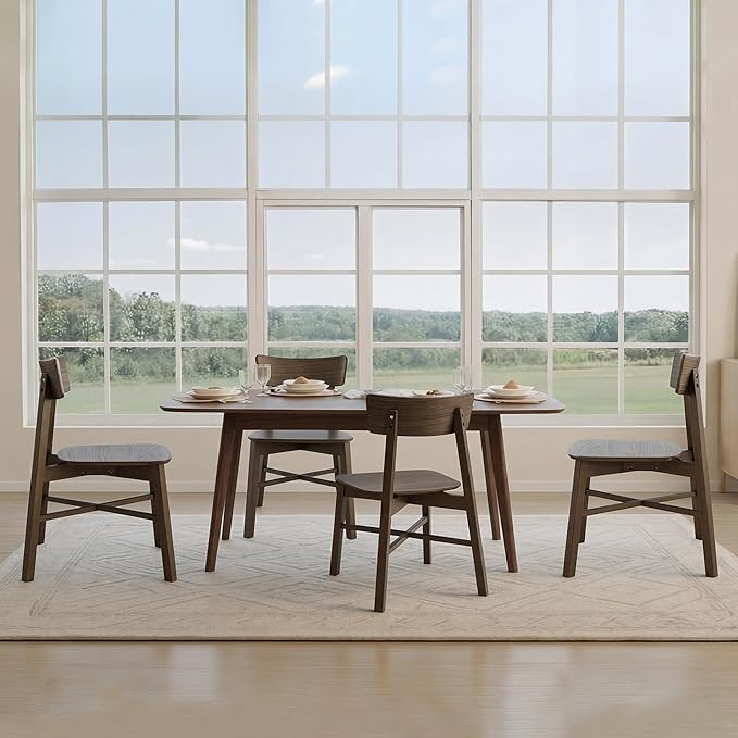 CHITA Soild Wood Dining Chairs Set of 2, Mid Century Modern Walnut Wood Kitch...