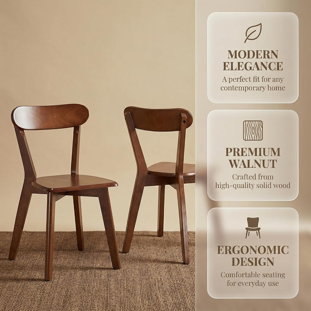 HNY Farmhouse Solid Wood Dining Chairs Set of 6, Mid Century Modern Armless K...